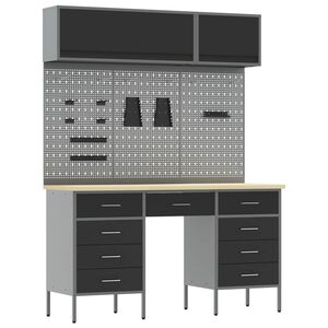 vidaXL Ensemble de placards de travail avec tiroir 8 pc Noir