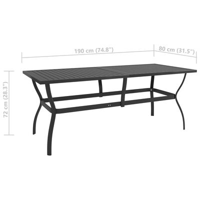 vidaXL Table de jardin Anthracite 190x80x72 cm Acier