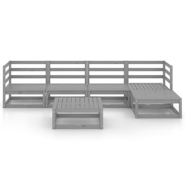 vidaXL Salon de jardin 6 pcs Gris Bois de pin massif