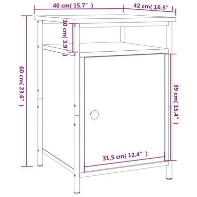 vidaXL Tables de chevet 2 pcs chêne fumé 40x42x60 cm bois d'ingénierie