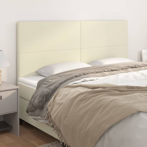 vidaXL T&ecirc;te de lit Cr&egrave;me 180x5x118/128 cm Similicuir