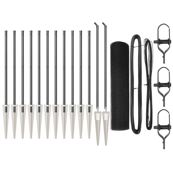 vidaXL Poteau de clôture. Gris 25 x 0,8 m (maille 19 x 19 mm)