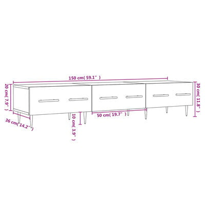 vidaXL Meuble TV sonoma gris 150x36x30 cm bois d'ingénierie