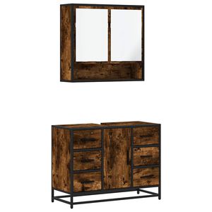 vidaXL Ensemble de meubles de salle de bain 2 pcs Ch&ecirc;ne fum&eacute;