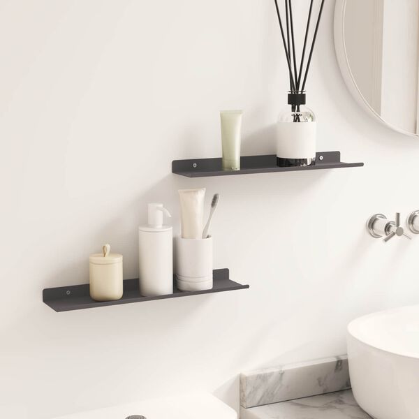 vidaXL &Eacute;tag&egrave;re Murale avec &eacute;tag&egrave;re 2 pcs Noir 40 x 8,5 x 2,5 cm