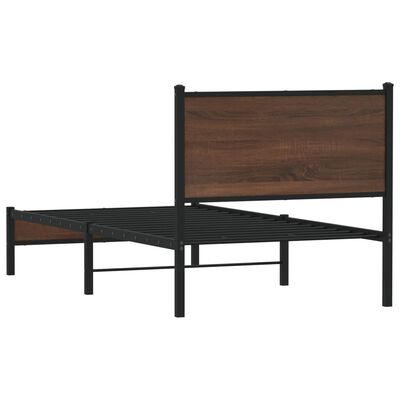 vidaXL Cadre de lit en métal avec tête de lit chêne marron 75x190 cm