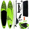 vidaXL Ensemble de planche SUP gonflable 366x76x15 cm Vert