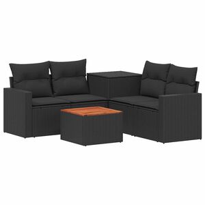 vidaXL Ensemble de Canap&eacute;s 6 pc Noir Rattan synth&eacute;tique et acier