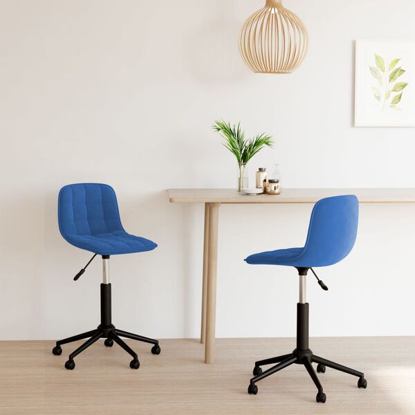 vidaXL Chaises pivotantes &agrave; manger lot de 2 bleu velours