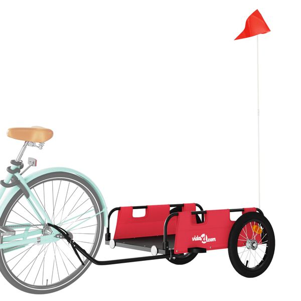 vidaXL Remorque de v&eacute;lo rouge tissu oxford et fer