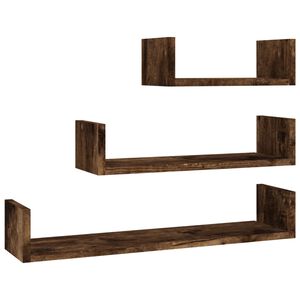 vidaXL &Eacute;tag&egrave;res murales d'affichage 3 pcs Ch&ecirc;ne fum&eacute; Bois d'ing&eacute;nierie