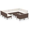 vidaXL Salon de jardin 12 pcs avec coussins R&eacute;sine tress&eacute;e Marron