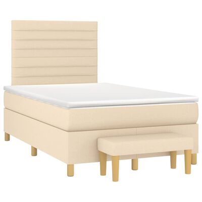 vidaXL Sommier à lattes de lit avec matelas crème 120x190 cm tissu