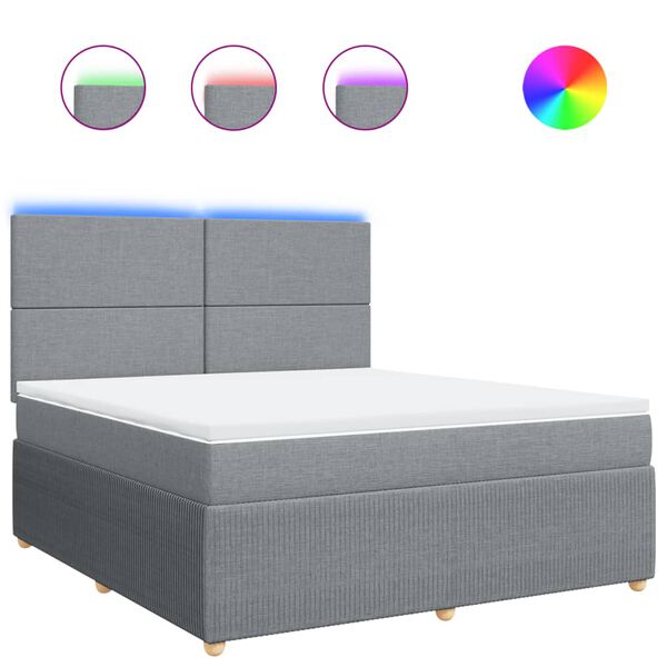 vidaXL Sommier &agrave; lattes de lit avec matelas Gris clair 180x200cm Tissu