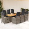 vidaXL Ensemble de bistro de jardin 9 pcs coussins gris poly rotin