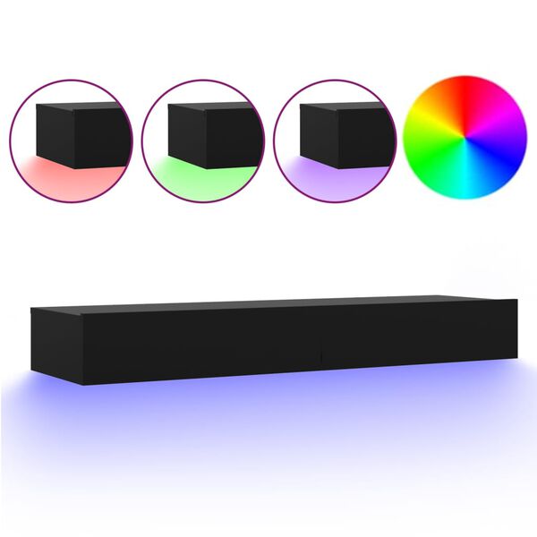 vidaXL Meuble TV avec lumi&egrave;res LED Noir 120x35x15,5 cm
