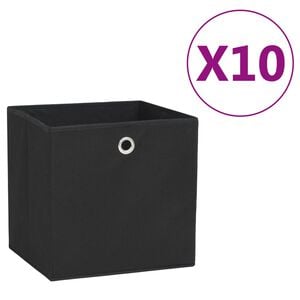 vidaXL Bo&icirc;tes de rangement 10 pcs Tissu intiss&eacute; 28x28x28 cm Noir