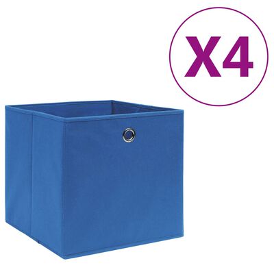 vidaXL Boîtes de rangement 4 pcs Tissu intissé 28x28x28 cm Bleu