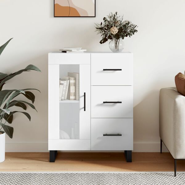 vidaXL Buffet Blanc brillant 69,5x34x90 cm Bois d'ing&eacute;nierie