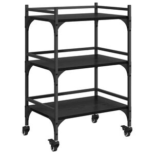 vidaXL Chariot de cuisine Ch&ecirc;ne noir 50 x 35 x 75,5 cm