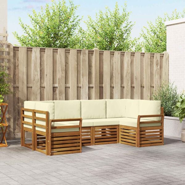 vidaXL Ensembles de canap&eacute;s avec coussin 6 pcs Naturel et Cr&egrave;me