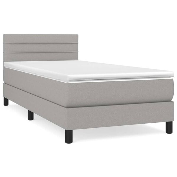 vidaXL Sommier &agrave; lattes de lit et matelas Gris clair 90x190 cm Tissu