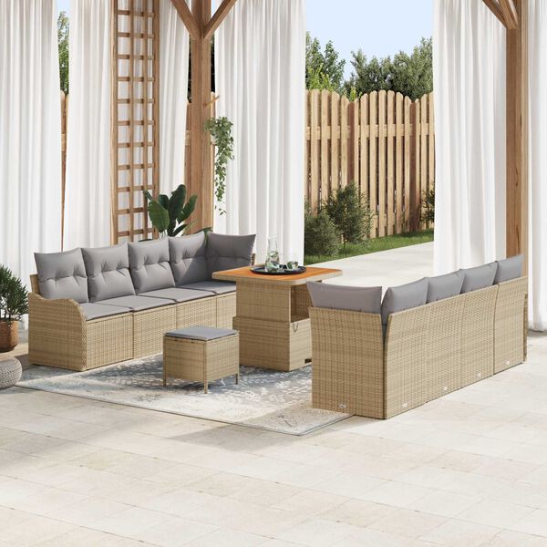 vidaXL Ensemble de canapé de jardin 11 pcs Beige et Gris clair