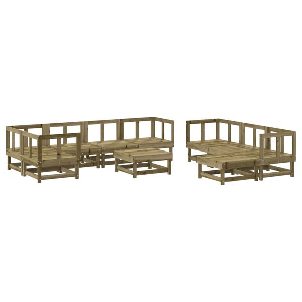 vidaXL Salon de jardin 10 pcs bois de pin impr&eacute;gn&eacute;