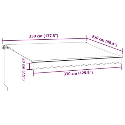 vidaXL Auvent manuel rétractable marron 350x250 cm