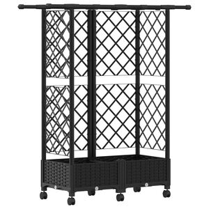 vidaXL Lit &Eacute;lev&eacute; avec Treillis et Toit Noir 124 x 40 x 127 cm PP