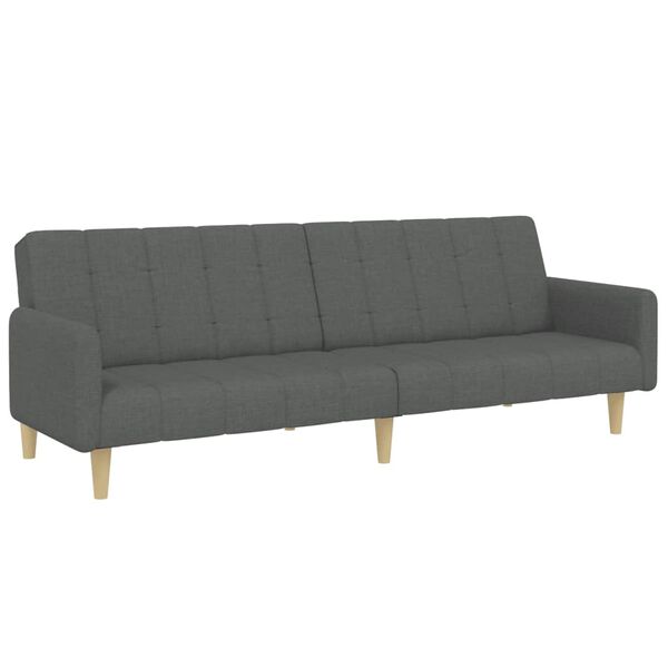vidaXL Canap&eacute;-lit &agrave; 2 places avec repose-pied gris fonc&eacute; tissu