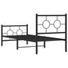 vidaXL Cadre de lit m&eacute;tal sans matelas avec pied de lit noir 75x190 cm