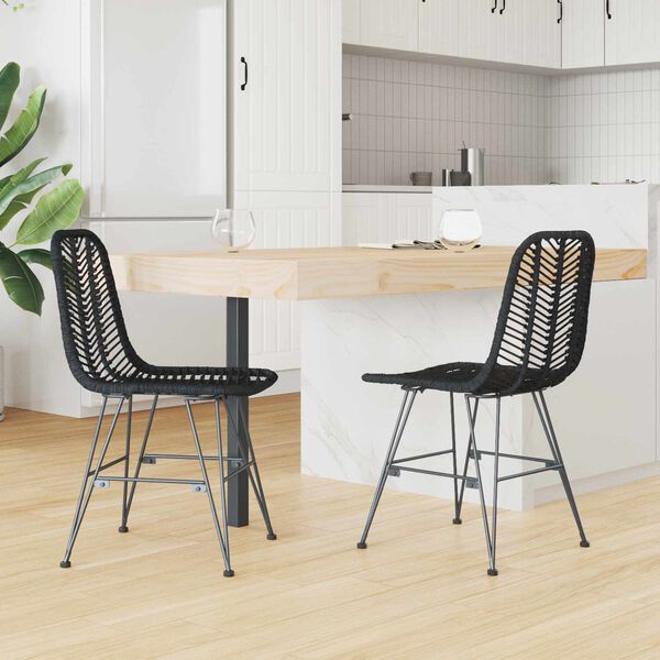 vidaXL Chaise de salle &agrave; manger 2 pcs Noir 44 x 47 x 85 cm