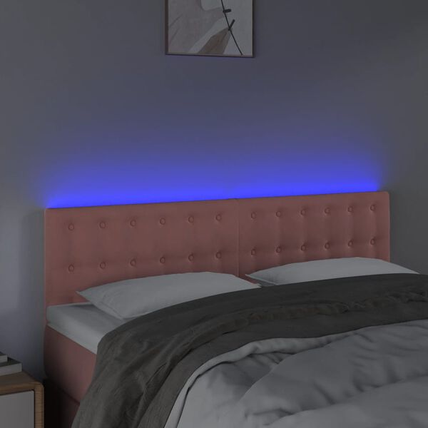 vidaXL T&ecirc;te de lit &agrave; LED Rose 144x5x78/88 cm Velours