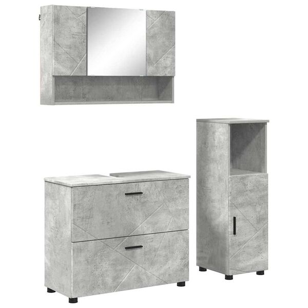 vidaXL Ensemble de mobilier de salle de bain 3 pcs Gris b&eacute;ton