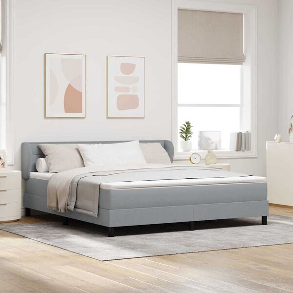 vidaXL Lit &agrave; ressorts avec matelas Gris clair 180 x 200 cm tissu