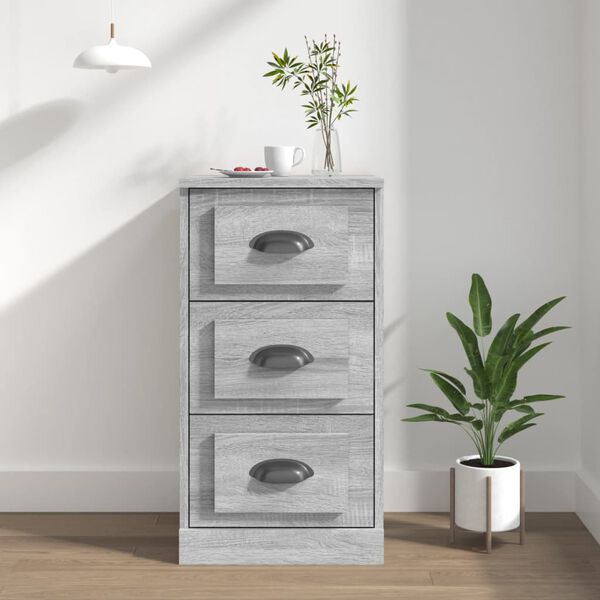 vidaXL Buffet sonoma gris 36x35,5x67,5 cm bois d'ing&eacute;nierie