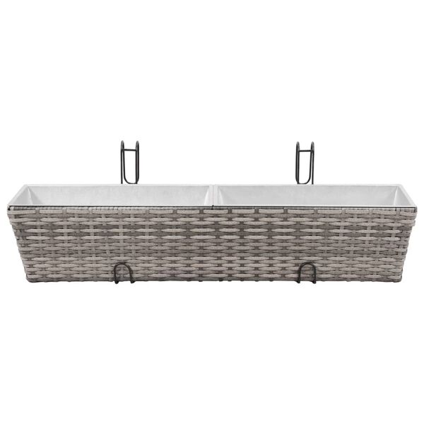 vidaXL Lits sur&eacute;lev&eacute;s de balcon 2 pcs 80 cm Gris R&eacute;sine tress&eacute;e