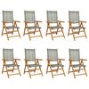 vidaXL Fauteuils pliants inclinables, 8 pi&egrave;ces, en polyrotin gris et bois massif