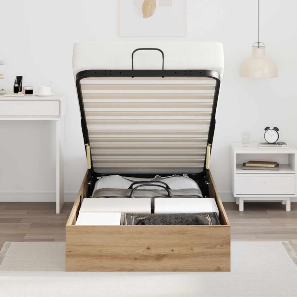 vidaXL Cadre de lit ottoman avec stockage Ch&ecirc;ne artisanal 90 x 200 cm