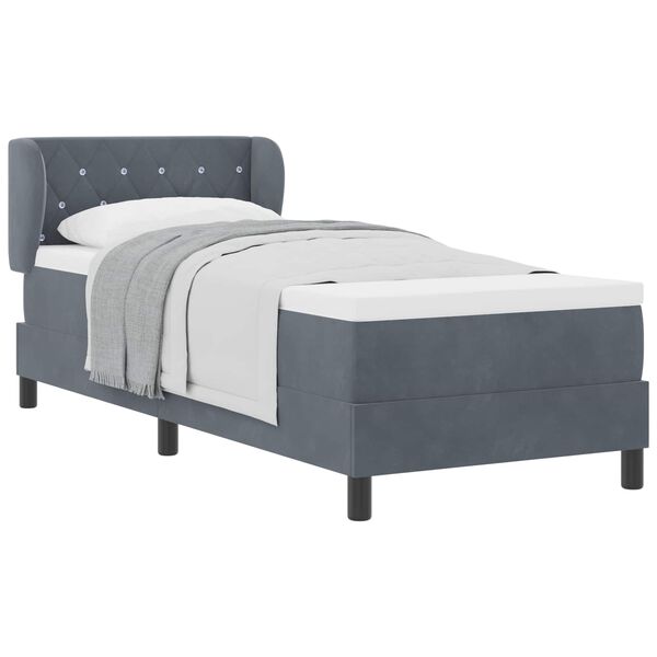vidaXL Lit &agrave; ressorts avec matelas gris fonc&eacute; 80x200 cm en velours