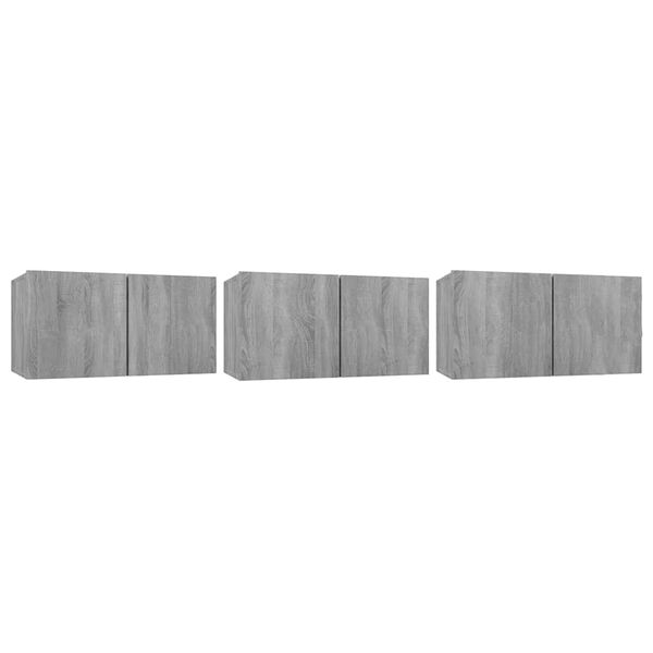 vidaXL Meubles TV suspendus Sonoma gris 3 pcs Bois d'ing&eacute;nierie