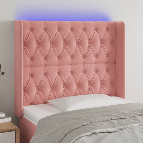 vidaXL T&ecirc;te de lit &agrave; LED Rose 103x16x118/128 cm Velours