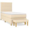 vidaXL Sommier &agrave; lattes de lit et matelas Cr&egrave;me 90x190 cm Tissu