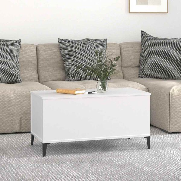 vidaXL Table basse Blanc 90x44,5x45 cm Bois d'ing&eacute;nierie