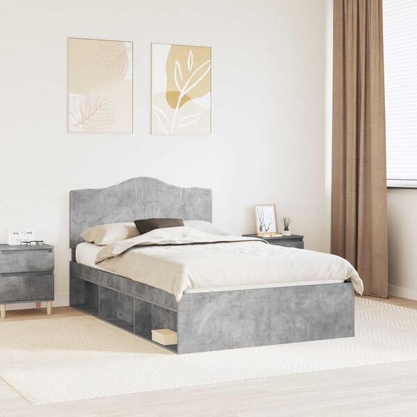 vidaXL Cadre de lit avec t&ecirc;te de lit B&eacute;ton 120 x 190 cm Pin massif
