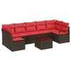vidaXL Ensemble de canap&eacute; de jardin 8 pcs Beige et Rouge polyrotin