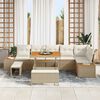 vidaXL Ensemble de canap&eacute; de jardin 9 pcs Beige polyrotin