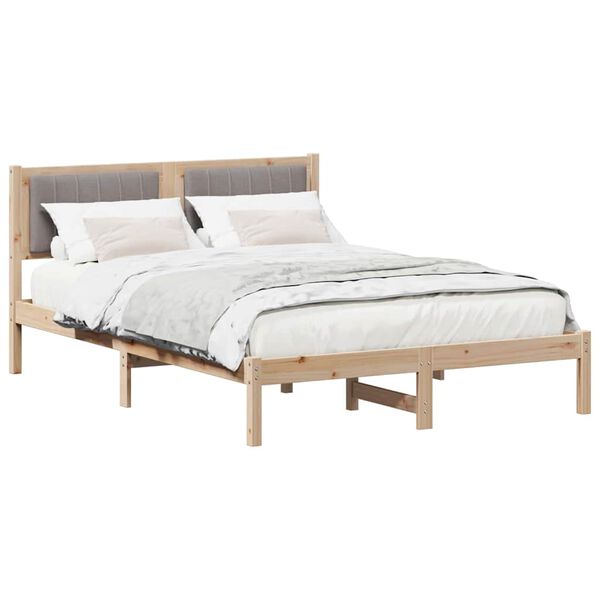 vidaXL Cadre de lit avec t&ecirc;te de lit rembourr&eacute;e Taupe 135 x 190 cm