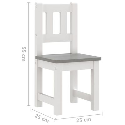 vidaXL Ensemble de table et chaises enfants 3 pcs Blanc et gris MDF